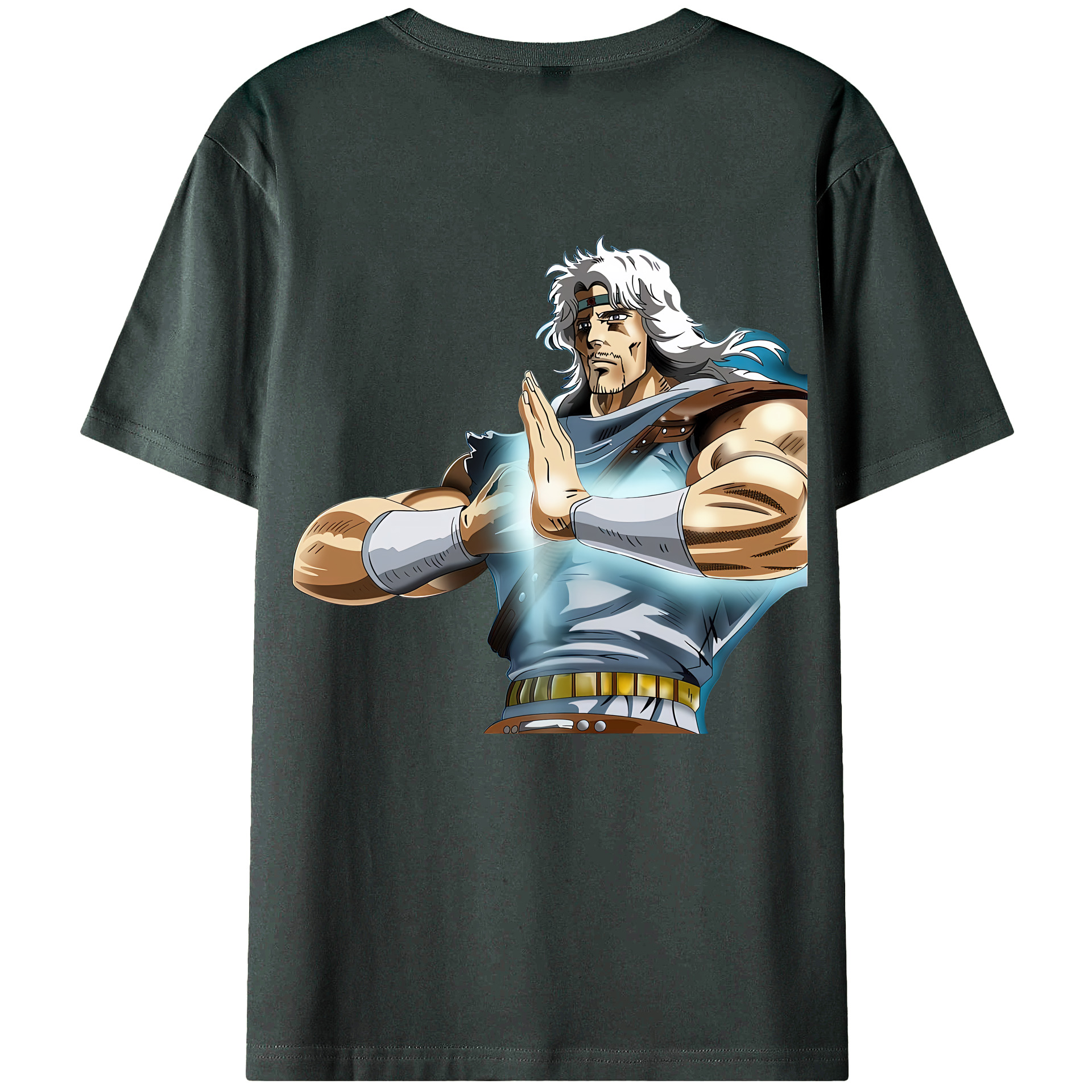 （画像用） 北斗の拳 Fist of the North Star 綿100％ メンズ半袖Tシャツ（バックプリント） 通気性